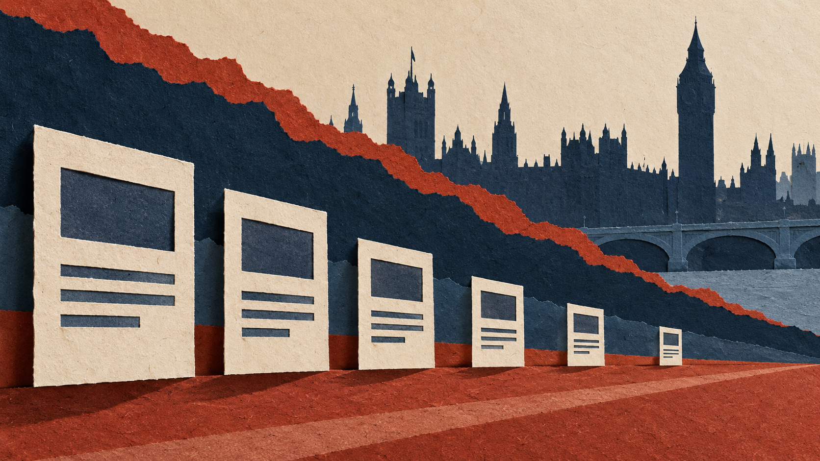 Paper-cut illustration of the UK labour market