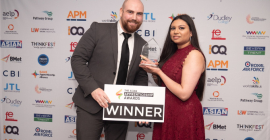 Hospitality recruitment specialist Admiral Recruitment has won an Asian Apprenticeship Award 2018. Picture shows Thomas Rose and Rima Patel from Admiral Recruitment