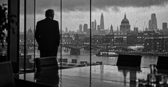 Executive looking over the London skyline